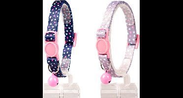 Duvo+ Kattenhalsband Bolletjes Nylon Blauw/Beige 20-30cm / 10mm