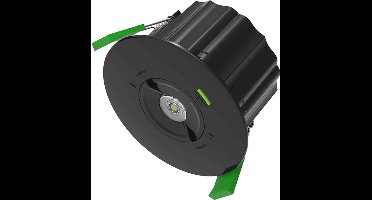 Noodverlichting inbouwspot | 1,8 Watt | Zwart | Ø92mm | Incl. Accu