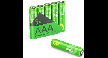 GP Charge&Save, oplaadbare Batterijen AAA 650 mAh, NiMH – 6 stuks | Geoptimaliseerde capaciteit voor dagelijks gebruik | AAA batterijen oplaadbaar, voorgeladen, lage zelfontlading, duurzaam alternatief voor wegwerpbatterijen