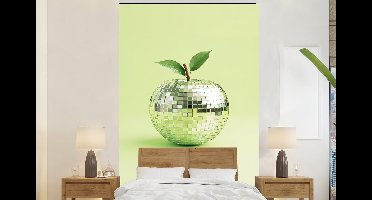 Behang - Fotobehang Groen - Disco - Decoratie - Appel - Breedte 160 cm x hoogte 240 cm