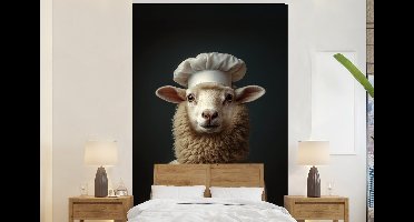 Behang - Fotobehang Schaap - Wol - Kok - Breedte 145 cm x hoogte 220 cm