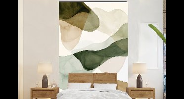 Behang - Fotobehang Japandi - Abstract - Groen - Breedte 145 cm x hoogte 220 cm