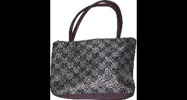 Handtas met hartjes-patroon beige-bruin