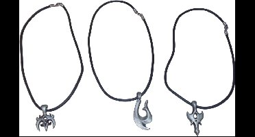 Kettingen zwart met metalen hanger set van 3 stuks.