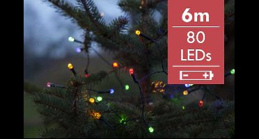 Kerstboomverlichting batterij LED Multi Diamond String 6 m - 80 lampjes -div lichtstanden