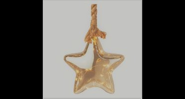 Home & styling - glazen ster - Ø15 cm - 19 led - warm wit - timer - touw 100 cm
