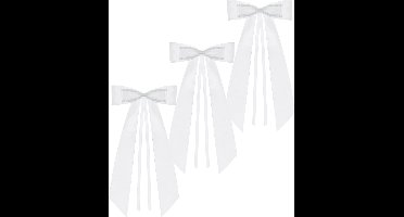PartyDeco trouwauto antenne lint strik - Bruiloft - wit - 8x stuks - 14 cm - just married