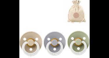 BIBS fopspenen T1 + speenzakje BolleToet - glow in the dark vanilla, cloud en sage - 0-6 maanden