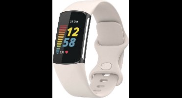 Scoby - Siliconen Bandje - Geschikt voor Fitbit Charge 5/6 - Maat ML - Kleur Ivory