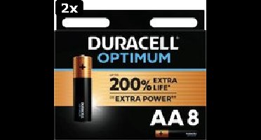 2x Duracell Optimum Alkaline AA batterijen - 8 stuks
