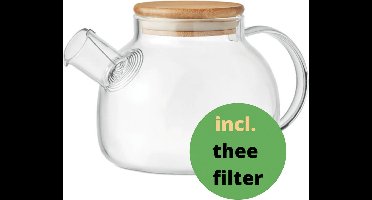 Vivalto | Glazen theepot | Bamboe theepot met filter | Bamboe theepot | theepot