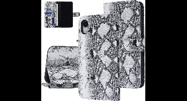 UNIQ Accessory Zwart en Wit Slangenleer hoesje voor iPhone XR - Book Case