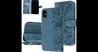 UNIQ Accessory Turquoise Slangenleer hoesje voor iPhone Xs Max - Book Case
