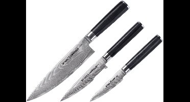 Samura DAMASCUS Set of 3 kitchen knives: Paring knife, Utility knife, Chef's knife SD-0230