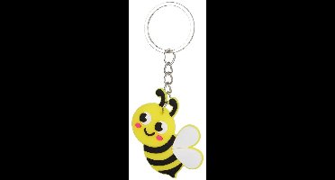 Vliegende Bij Sleutelhanger - Vrolijk Bijtje in Actie - Geel & Zwart - Sleutelbos Hanger Kind - Traktatie Cadeautje - 1 Stuks