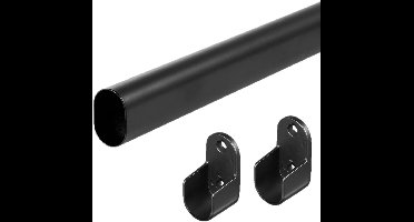 GELLDG Kledingstangen - Garderobestang voor Kast - Uittrekbare Kleiderstange 40 inch (101 cm) - Geschikt voor Kledingkast en Raam - Metaal - Incl. 2 Beugels - Zwart Oval 25mm