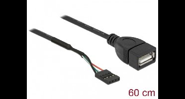 Delock Cable USB 2.0 pin header female to 1 x USB 2.0 Type-A female 60 cm
