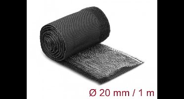 Delock EMI Shielding braided sleeve with hook-and-loop fastener heat resistant 1 m x 20 mm black