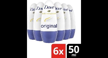 Dove Anti-Transpirant Deodorant Roller - Original - met 1/4 hydraterende crème van 100% natuurlijke oliën - 6 x 50 ml