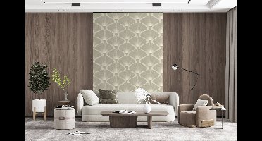 Behang - Fotobehang Paneel - Ginkgo - Zand - Breedte 160 cm x hoogte 240 cm