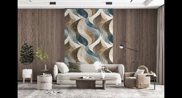 Behang - Fotobehang Abstract - Golven - Kleurrijk - Breedte 145 cm x hoogte 220 cm