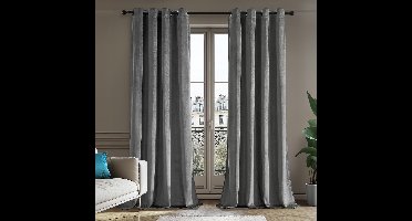 Boraboi ® Volledig Verduisterende Thermische Fluwelen Gordijnen voor Slaapkamer en Woonkamer, Set van 2, Grijs, 245 x 140 cm