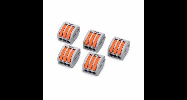 Lasklem set 5 stuks - 3-voudige verbindingsklem 0,08-4mm² - IP20 hersluitbaar