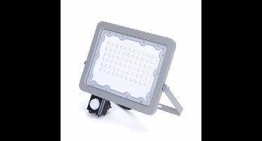 LED buitenlamp met sensor - schijnwerper 50W (=450W) - Koelwit 4000K - 90° - IP65 - grijs