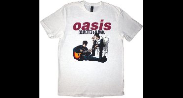 Oasis - Cigarettes & Alcohol Illustration Heren T-shirt - M - Wit