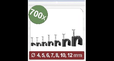 Quadrios 24CA438 Spijkerclip 24CA438 Bundel-Ø (bereik) 2 tot 12 mm Zwart 700 stuk(s)