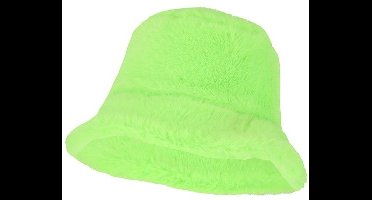 Bucket Hat Pluche - Fluor Groen - Neon Party - Volwassenen