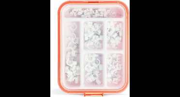 Handy - Spijkerclips - Kabelclips Assortiment - Kabelklem met Spijker - 125 Stuks in Opbergdoos