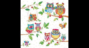 CraftEmotions servetten 5st - Uilen in zomerland 33x33cm Ambiente 13308715