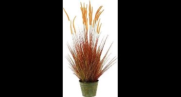 Kunst Stekelkamgras in pot 140 cm - oranje-groen