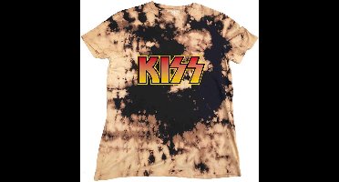 Kiss - Classic Logo Heren T-shirt - L - Bruin/Zwart