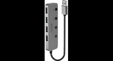 LINDY 4 Port USB 3.0 Hub mit Ein-/Ausschaltern 43309 USB-hub 4 poorten USB-A USB 3.0 5 GBit/s Individueel schakelbaar G