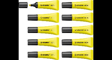 STABILO NEON - Markeerstift - Unieke Tube Vorm - Geel - Doos à 10 Stuks