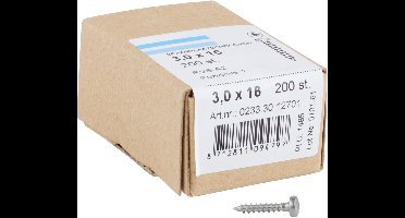 Hoenderdaal spaanderpl.schr.(a2)-ck 3.0 x 16 mm pozidrive RVS