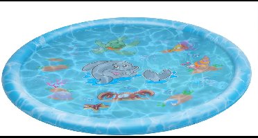 Eddy Toys Sprinkler Pad Ø100cm - Sproeimat voor Tuinslang - Rond Zwemplezier voor Kinderen - Kunststof Materiaal - Lichtblauw met Zeedierenprint - Diameter 100 cm - 2 Jaar Garantie