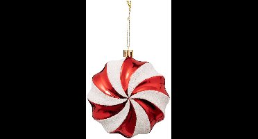 Rood-witte plastic kerstspiraal, diameter 10 cm