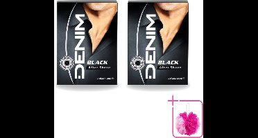 2 x Denim – Aftershave – Black – 100 ml - Bulkverpakking - Aftershave man - Douchemop - Aftershave voor mannen