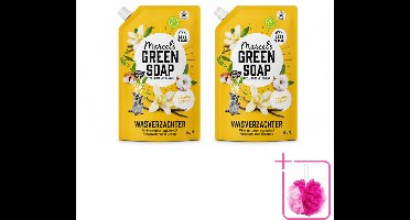 2 x Marcel's Green Soap - Wasverzachter - Navulling - Katoen & Vanille - Zachte frisheid- 30 Wasbeurten - 750 ml - Bulkverpakking - Wasverzachter - Douchemop - Wasgoed zachter maken