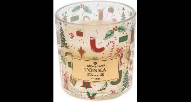 Geurkaars in glazen pot, traditioneel kerstmotief, 260 g