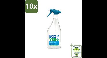 10 x Ecover - Badkamerreiniger - Munt & Komkommer - 500 ml - Grootverpakking - Vaatwasstrips - Badkamerreiniger - Kalkverwijdering - Zeepresten - Plantaardige Reiniger - Ecologische Reiniger
