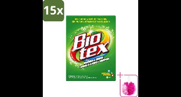 15 x Biotex - Waspoeder - Handwas & Inweek - Actieve Biologische Enzymen - 720 g - Bulkverpakking - Handwas - Douchemop - Inweek waspoeder
