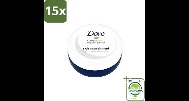 15 x Dove – Bodycrème – Voedende Crème – 150 ml - Grootverpakking - Vaatwasstrips - Voedende Crème - Huid Verzorging - Hydraterende Crème - Huid Bescherming - Huid Zacht Maken