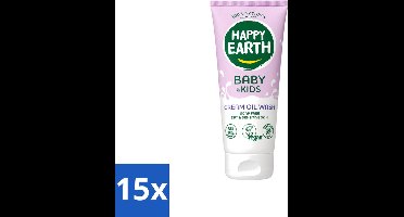 15 x Happy Earth – Cream Oil Wash – 100% Natuurlijk Baby & Kids – 200 ml - Voordeelverpakking - 15 stuks