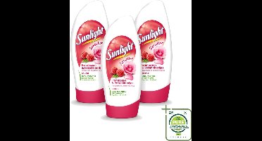 3 x Sunlight - Douchegel - PH Neutraal - Rozen En Frambozen - 250 ml - Grootverpakking - Vaatwasstrips - Douchegel - Zachte Reiniging - PH Neutraal - Roze Geur - Frambozen Geur