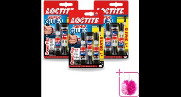 3 x Loctite - Secondelijm - Power Flex - 3 Lijmtubes - Bulkverpakking - Secondelijm - Douchemop - Power Flex