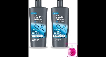 2 x Dove Men+Care - Clean Comfort - 3-in-1 Douchegel - Hydraterend- 700 ml - Bulkverpakking - Douchegel voor mannen - Douchemop - Lichaamsgel